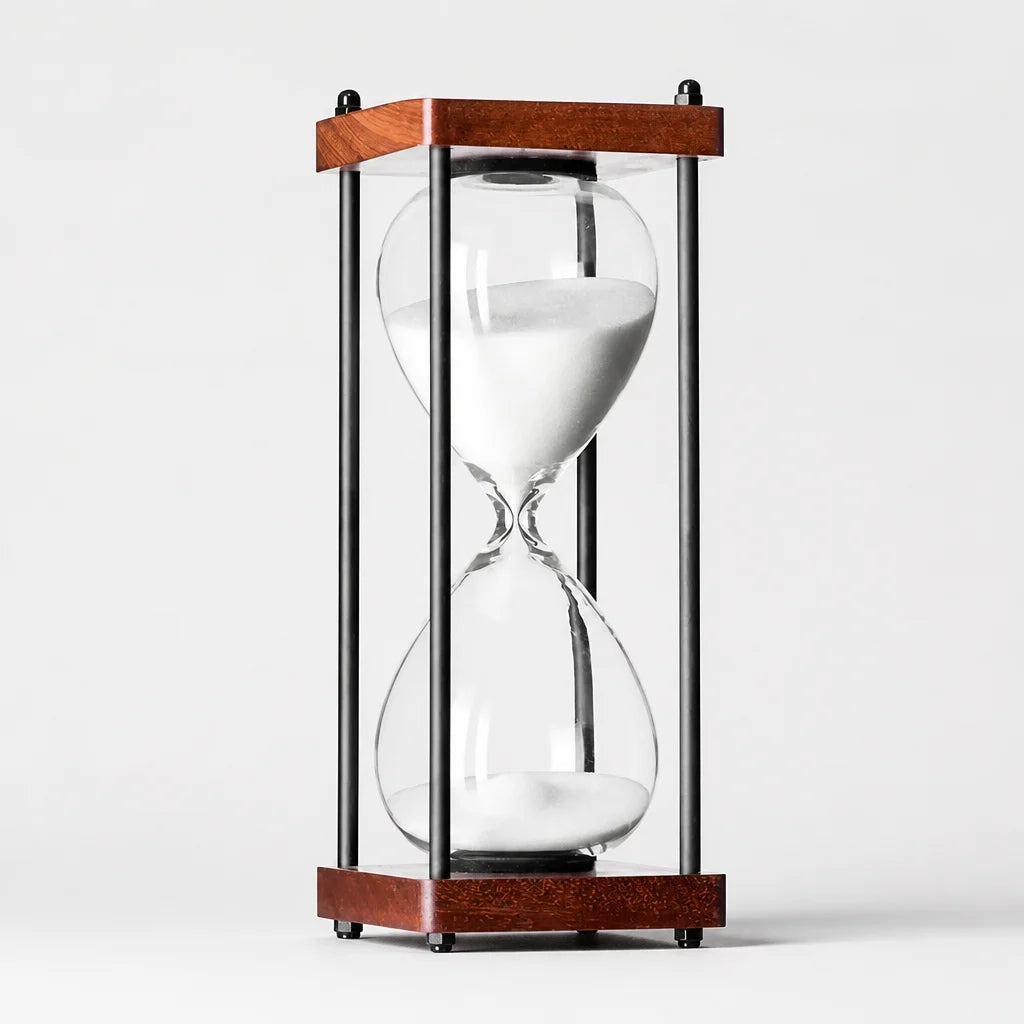 Große Sanduhr im Wohnbereich als sichtbarer Blickfang