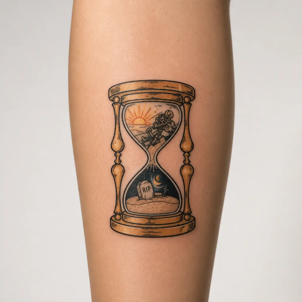 Sanduhr Tattoo Bunt 1