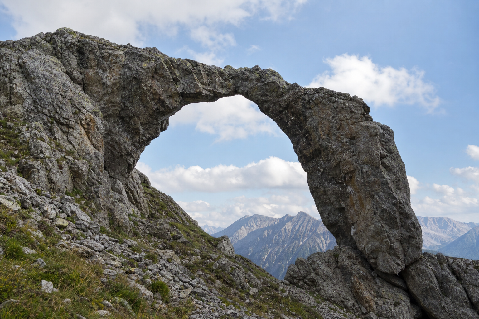 Natürliche Felsbrücke mit einer durchgehenden Öffnung im Fels