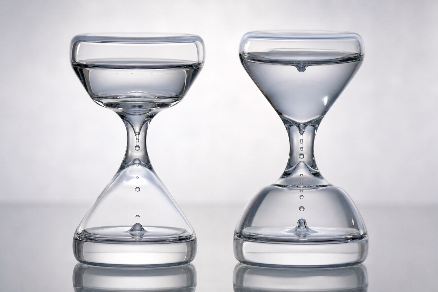 Paradoxe Sanduhr in aufrechter und umgedrehter Position